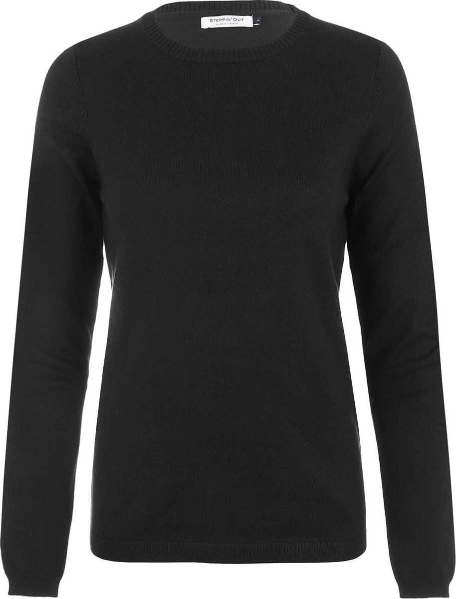 Steppin' Out Vrouwen Trui Cotton Cashmere R-hals Zwart Katoen Maat: L