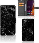 Telefoonhoesje Geschikt voor Samsung Galaxy Note20 Ultra Wallet Book Case Vaderdag Cadeau Marmer Zwart
