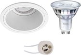 LED Spot Set - Pragmi Minko Pro - GU10 Fitting - Inbouw Rond - Mat Wit - Verdiept - Ø90mm - Philips - SceneSwitch 827 36D - 1.5W-5W - Warm Wit 2200K-2700K - Dimbaar - BSE