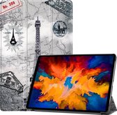 Tablet Hoes geschikt voor Lenovo Tab P11 Pro 11.5 inch - Tri-Fold Book Case - Cover met Auto/Wake Functie - Eiffeltoren