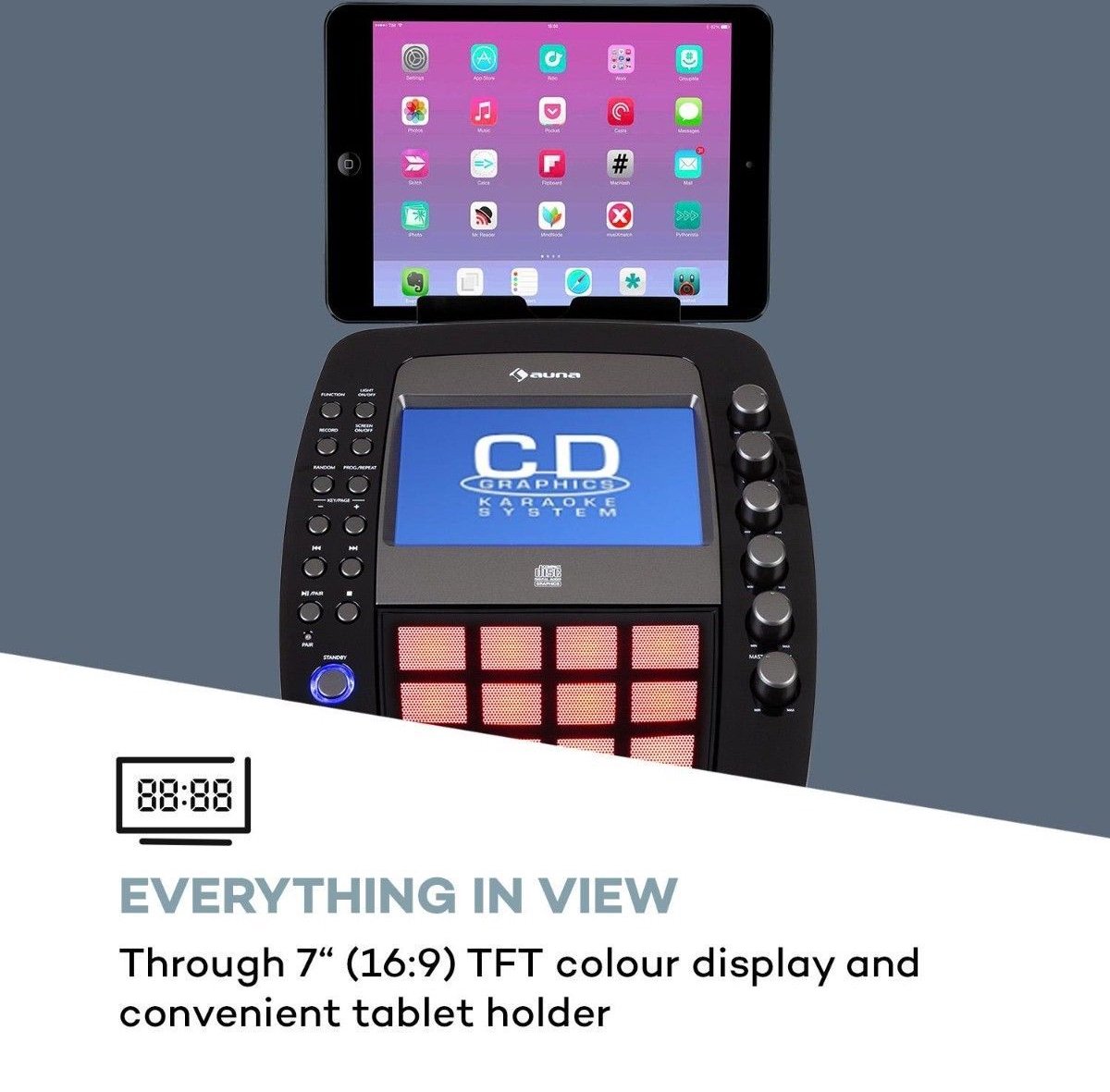 Karaoke set Auna KaraBig karaoke systeem met 7 display, CD+G speler