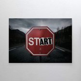 Walljar - Stop Sign (Night) - Muurdecoratie - Poster met lijst