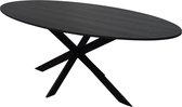 Eikentafel Ovaal - Zwart 2cm blad - Matrix poot ultra dun - Basic - eiken tafel 240 x 100 cm