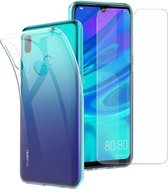 Silicone hoesje transparant met 2 Pack Tempered glas Screen Protector Geschikt voor : Huawei p smart 2019
