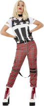 Smiffy's - Punk & Rock Kostuum - 90s Punk Rock - Vrouw - Rood, Zwart, Wit / Beige - Small - Carnavalskleding - Verkleedkleding