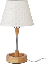 Relaxdays tafellamp houten basis - stroomkabel met schakelaar - nachtlampje - bureaulamp