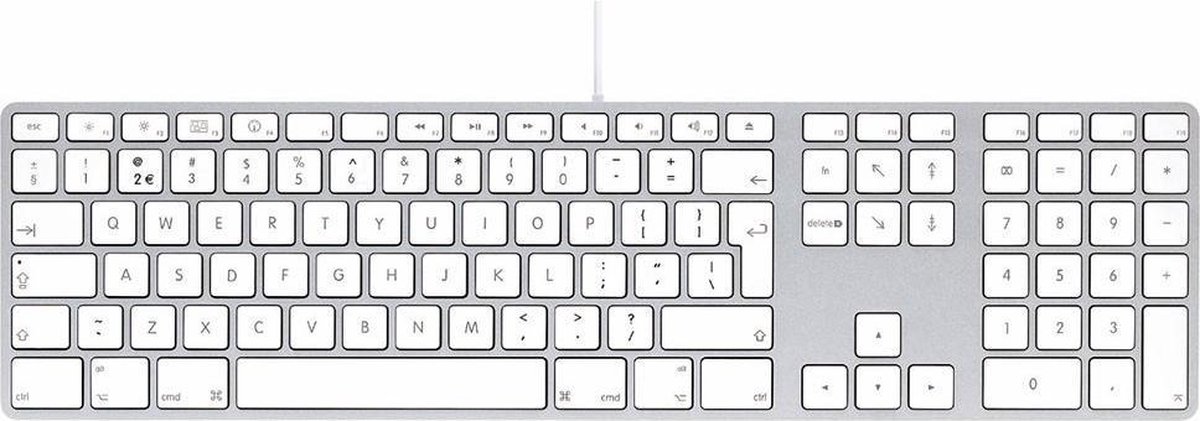 LMP - Bedraad Aluminium toetsenbord - QWERTY - Geschikt voor Apple iMac - Zilver/Wit