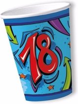 Gobelets en papier 18 ans thème bleu 20x pièces - Articles de fête d'anniversaire