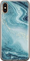 iPhone XS Max hoesje siliconen - Marmer blauw - Soft Case Telefoonhoesje - Marmer - Transparant, Blauw