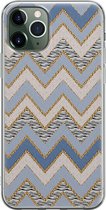 iPhone 11 Pro hoesje siliconen - Retro zigzag - Soft Case Telefoonhoesje - Print / Illustratie - Transparant, Multi