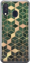 Samsung Galaxy A40 hoesje siliconen - Groen kubus - Soft Case Telefoonhoesje - Print / Illustratie - Groen