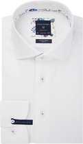 Profuomo Slim Fit mouwlengte 7 overhemd - wit twill - Strijkvrij - Boordmaat: 39