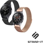 Milanees Smartwatch bandje - Geschikt voor  2-pack Samsung Galaxy Watch Milanese band 45mm / 46mm - zwart & rosé goud - Strap-it Horlogeband / Polsband / Armband