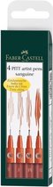 Faber Castell FC-167102 Tekenstift Faber-Castell Pitt Artist Pen 4-delig Etui Sanguine