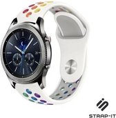 Siliconen Smartwatch bandje - Geschikt voor  Samsung Gear S3 Classic & Frontier sport band - wit kleurrijk - Strap-it Horlogeband / Polsband / Armband