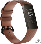 Siliconen Smartwatch bandje - Geschikt voor  Fitbit Charge 3 silicone band - bruin - Maat: S - Strap-it Horlogeband / Polsband / Armband