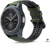 Strap-it Leren / siliconen smartwatch bandje - geschikt voor Samsung Galaxy Watch 1 42mm / Galaxy Watch 3 41mm / Galaxy Watch Active / Active2 40mm & 44mm / Gear Sport - groen