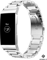 Stalen Smartwatch bandje - Geschikt voor  Fitbit Charge 4 stalen band - zilver - Strap-it Horlogeband / Polsband / Armband