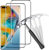 Screenprotector Glas - Full Curved Tempered Glass Screen Protector Geschikt voor: Huawei P40 Pro  - 2x