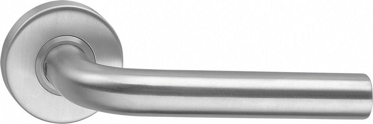 Intersteel Deurkruk Recht geveerd op rozet Ø53x10 mm met ring rvs geborsteld