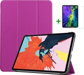 Case2go - Tablethoes en screenprotector geschikt voor iPad Air 10.9 2020/2022 - 10.9 inch - hoes en Screenprotector - Tablet hoes met Auto sleep/wake Functie - Paars