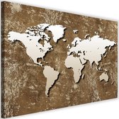 Schilderij Oude wereldkaart, 2 maten, bruin/beige