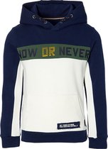 Quapi hooded sweater Denn donker blauw met wit voor jongens - maat 146/152
