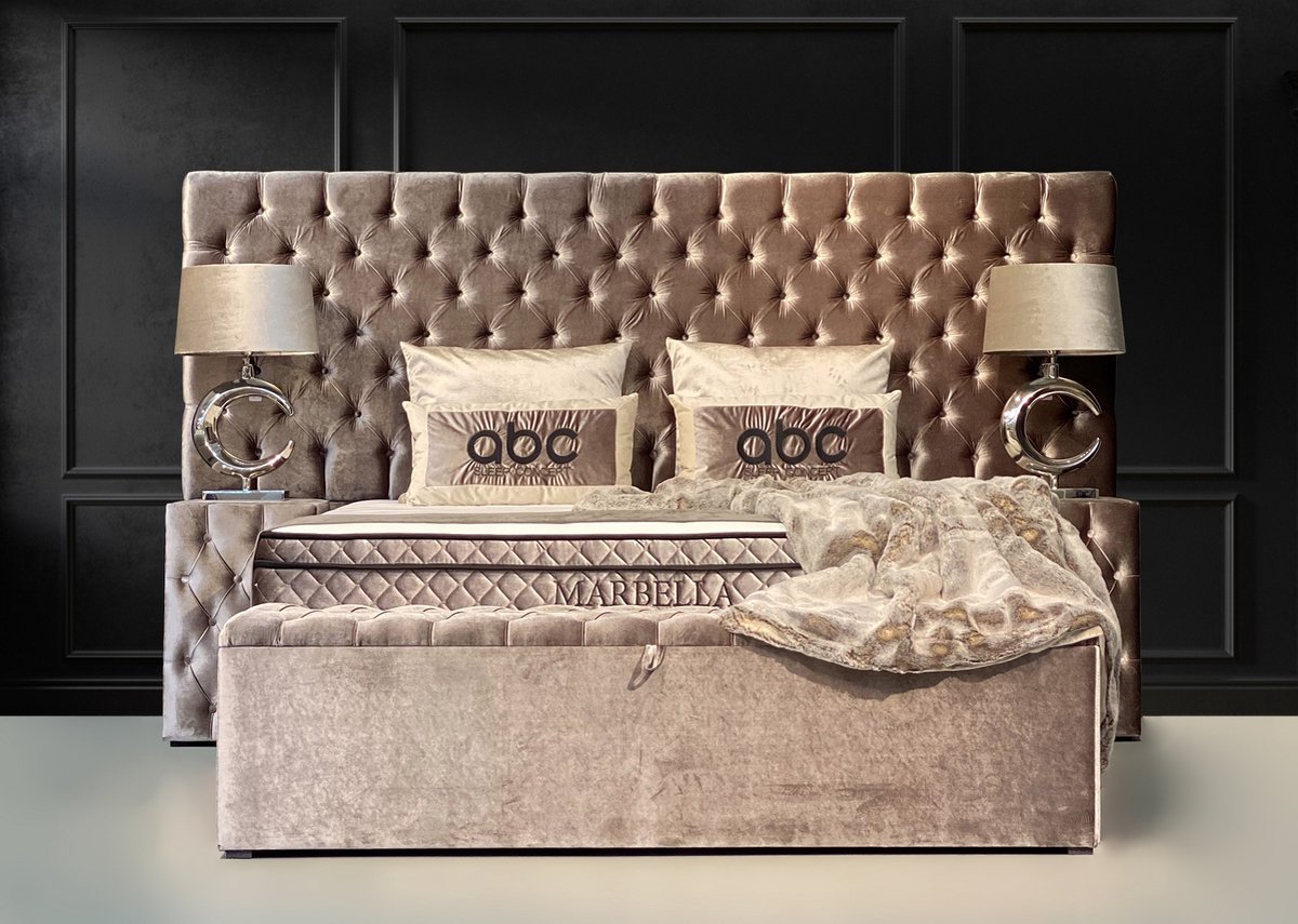 Boxspring met opbergruimte Opberg Boxspring Marbella compleet boxspring - 160x200 - 1x Nachtkasje 1x voetbank