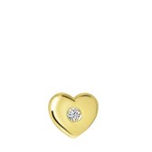 Zilveren goldplated oorknop hart zirkonia