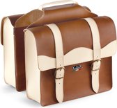 Dubbele fietstas Monte Grappa 'City' skai leer - cognac/creme