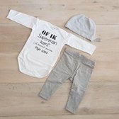 pyjama Baby pakje cadeau geboorte meisje jongen set met tekst aanstaande zwanger kledingset pasgeboren unisex  romper lange mouw wit en broekje| Huispakje | Kraamkado | Gift Set babyset kraamcadeau babygeschenkset