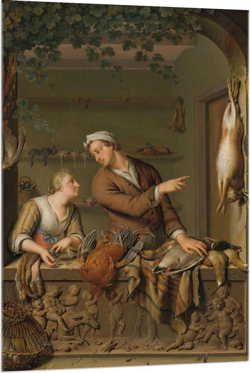 KuijsFotoprint Acrylglas - Oude meesters - De poelier, Willem van Mieris, 1733 - 80x120cm Foto op Acrylglas (Wanddecoratie op Acrylglas) Groen