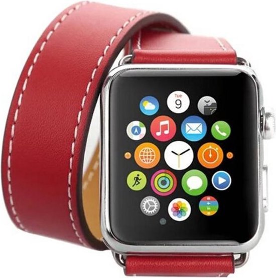 Pebish bewonderen werkgelegenheid Double strap leer rood bandje voor de Apple Watch 38mm | bol.com