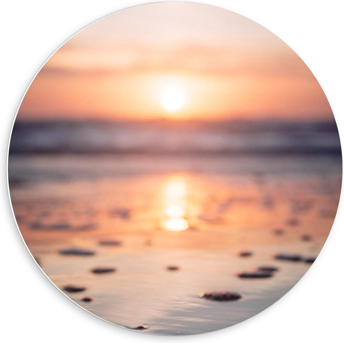 Forex Wandcirkel - Zee tegen de Avond - 60x60cm Foto op Wandcirkel (met ophangsysteem)