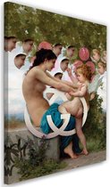 Schilderij Cupido klimmend op een vrouwen schoot, 2maten