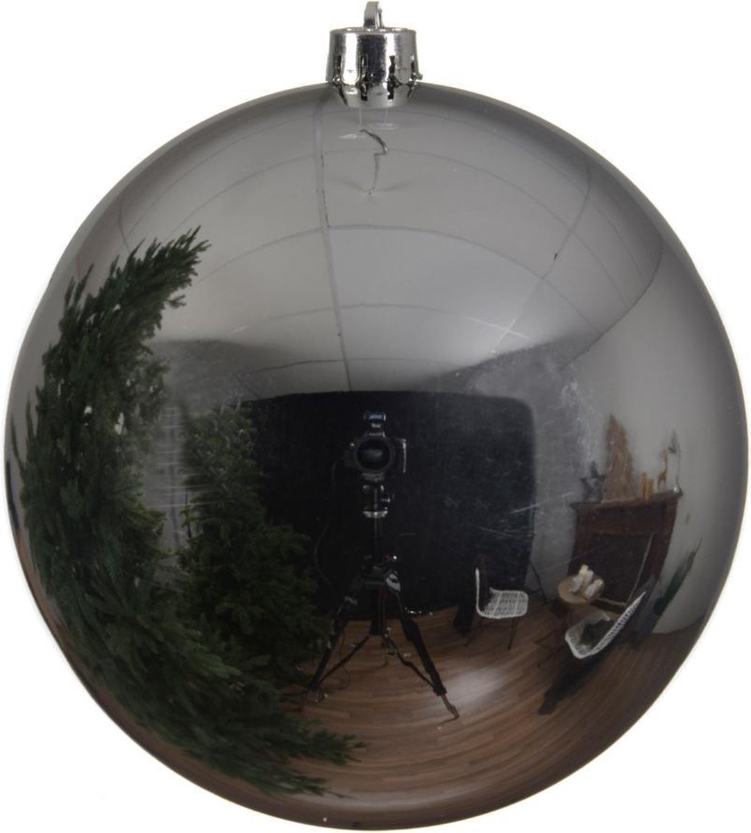 Decoris Kerstbal Plastic Glans Zilver dia25cm