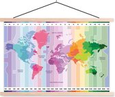 Fuseau horaire carte du monde assiette scolaire lattes plates vierges 120x80 cm - Tirage photo sur affiche textielposter (décoration murale salon / chambre)