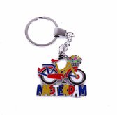 Sleutelhanger Fiets Rood/oranje Met Tulpenmand Amsterdam - Souvenir