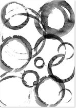 Schilderij Zwart witte cirkels , 4 maten ( wanddecoratie )