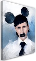 Schilderij Marilyn Manson muis , 2 maten, zwart wit blauw , wanddecoratie