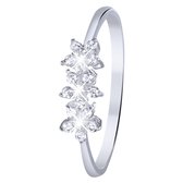 Lucardi Dames Ring bloemen met zirkonia - Ring - Cadeau - Echt Zilver - Zilverkleurig