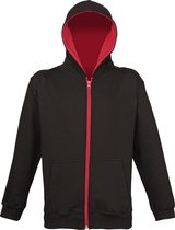 Awdis Kinder Unisex Varsity Hooded Sweatshirt / Hoodie / Zoodie / Schoolkleding (Straalzwart / vuurrood)