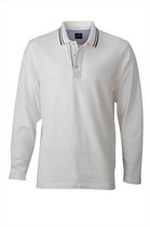 James and Nicholson Herenpolo met lange mouwen (Uit White/Navy)