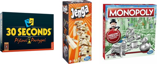 Afbeelding van het spel Spellenbundel - Bordspellen - 3 Stuks - 30 Seconds & Jenga & Monopoly Classic