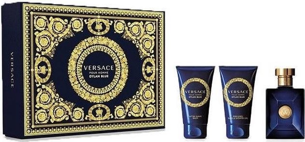 Versace Dylan Blue Giftset - 50 ml eau de toilette spray + 50 ml showergel + 50 ml aftershave balm - cadeauset voor heren