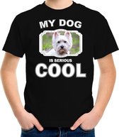 West terrier honden t-shirt my dog is serious cool zwart - kinderen - West terriers liefhebber cadeau shirt M (134-140)