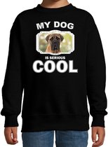 Mastiff honden trui / sweater my dog is serious cool zwart - kinderen - Mastiff liefhebber cadeau sweaters 7-8 jaar (122/128)