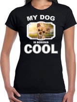 Chihuahua honden t-shirt my dog is serious cool zwart - dames - Chihuahuas liefhebber cadeau shirt XL