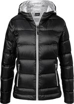 James and Nicholson Dames/dames Hooded Down Jacket (Zwart/Zilver)