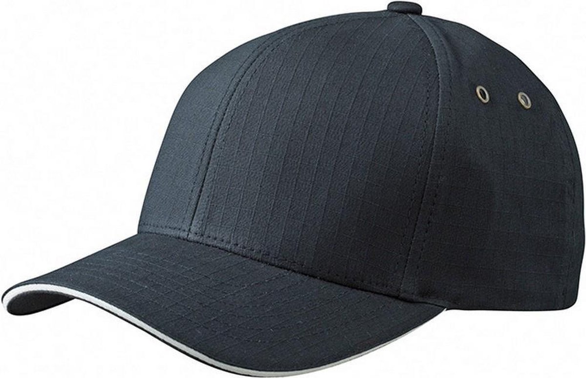 Myrtle Beach Volwassenen Unisex Flexfit Ripstop Sandwich Cap (Zwart/Crème)